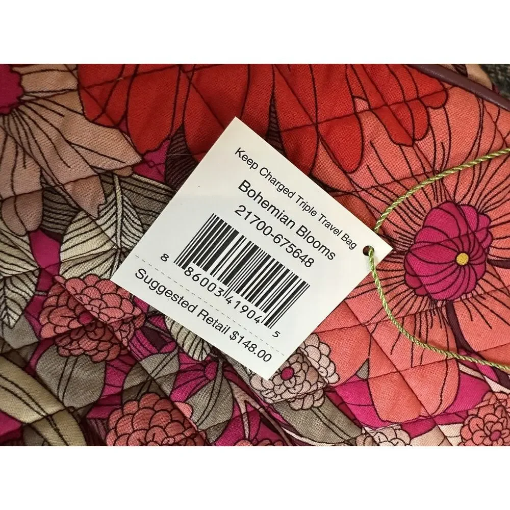 Vera Bradley Keep Charged Triple Travel Bag Bohemian Blooms 21700-675648 NEW